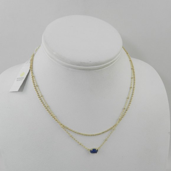 Emilie Rose Gold Multi Strand Necklace Cobalt Blue - Picture 2 of 4
